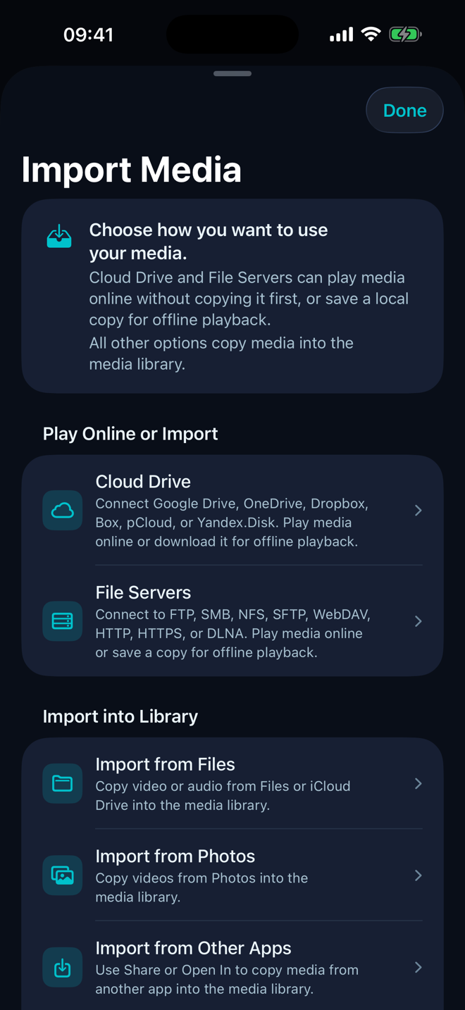 Import from local, cloud, and network sources